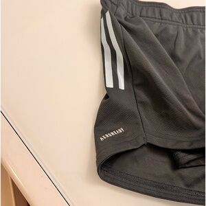Adidas running shorts dark grey and white stripes size M